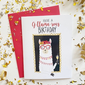 Tarjeta de cumpleaños de llama, Regalos de llama, Juegos de palabras de cumpleaños de llama, Tarjeta de cumpleaños de tía, Tarjeta de juego de palabras con animales, Tarjeta de cumpleaños de hermana, Tarjeta de cumpleaños divertida