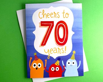 Happy 70th Birthday Card: Cheers to 70 Years!
