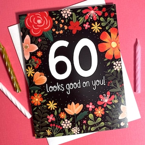 Cartão de aniversário de 60 anos, presentes de aniversário de 60 anos para mulheres, cartões de aniversário de 60 anos para mulheres, cartão de aniversário de 60 anos para mãe, cartão de aniversário de 60 anos, para ela