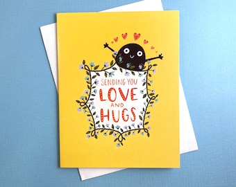 Sending Love and Hugs Card: Long Distance Greeting, Miss You Gift