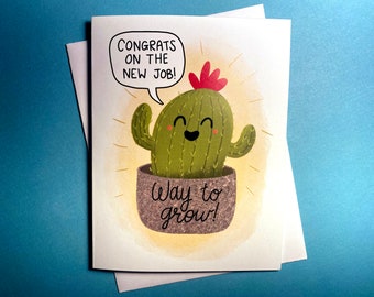 New Job Card, Way to Grow Card, Promotion Card, New Job Congrats Card, New Job Gift, Congratulations New Job, Promotion Gift, Great Job Card