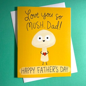 Linda tarjeta del Día del Padre con forma de hongo, Te amo tanto, Divertida tarjeta del Día del Padre, Linda tarjeta de felicitación del Día del Padre para papá, Regalo del Día del Padre
