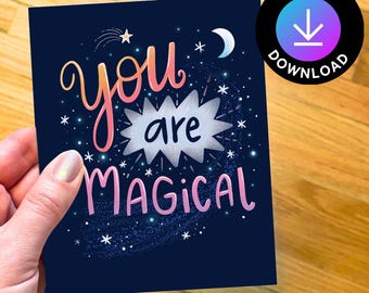 Thank You Card: Printable Mentor Gift, You Are Magical, Appreciation Greeting Cards (Digital Download)
