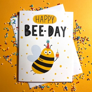 Happy Bee Day Karte, Biene Geburtstagskarte, Süße Geburtstagskarte, lustige Geburtstagskarte, Hummel Geschenke, Biene Geschenk, Honigbiene Geschenk, Bienen Karten