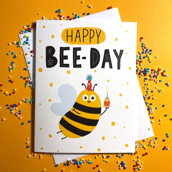 Happy Bee Day Card, Bee Birthday Card, Cute Birthday Card, Funny Birthday Card, Bumble Bee Gifts, Bee Gift, Honeybee Gift, Bee Cards