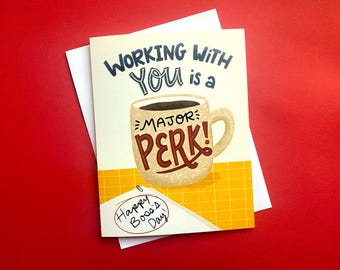 Funny Boss's Day Card: Major Perk Coffee Mug Greeting Card, Boss gift
