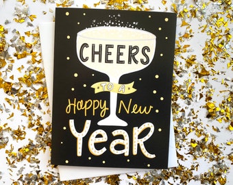 Cheers New Year Card: Illustrated Greeting Card with Envelope
