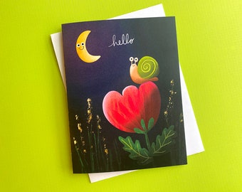 Hello Greeting Card: All Occasion Notecards, Snail Gift
