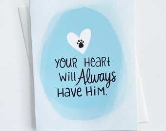 Tarjeta de condolencias para mascotas: Corazón de pata de perro, pérdida de mascota