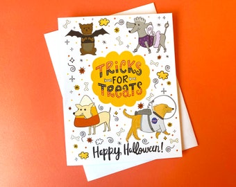 Dog Halloween Card, Costume Pups Greeting Card