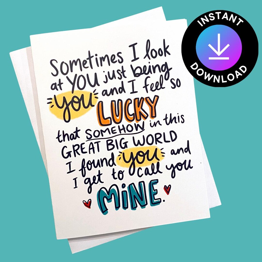Printable Heartfelt Anniversary Card, Love You Card Digital Download - Etsy