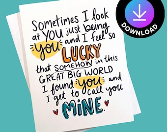 Printable Heartfelt Anniversary Card, Love You Card Digital Download
