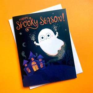Straszna Karta Sezonowa, Słodka Karta Z Pozdrowieniami Na Halloween, Karty Na Halloween Dla Przyjaciół, Zabawna Karta Na Halloween, Słodka Karta Na Duchy