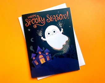 Leuke Halloween-spookkaart, griezelige seizoensgroet