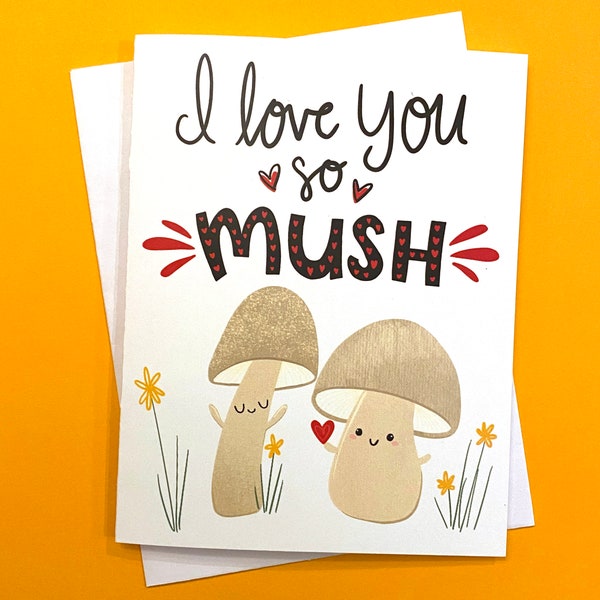 Mushroom Valentines Day Card, Cute Valentine Card, I Love You Card, Sweet Valentines Day Card, Valentines day Card for boyfriend