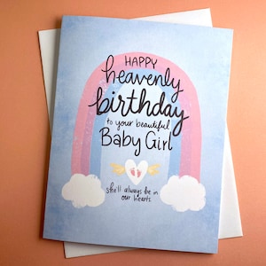 Carte d'anniversaire céleste, carte commémorative de petite fille, anniversaire de bébé ange, carte d'anniversaire céleste fille, cadeau commémoratif perte d'un bébé, perte de bébé