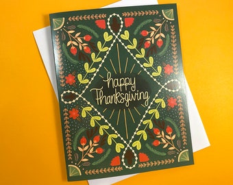 Happy Thanksgiving Card: Elegant Illustrated Greeting Cards