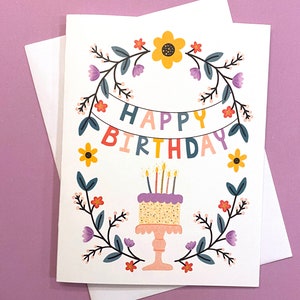 Niedliche Geburtstagskarte für Freundin, Geburtstagskarte für Sie, Geburtstagskarte beste Freundin, alles Gute zum Geburtstag Grußkarte, Geburtstagskarte für Kuchen