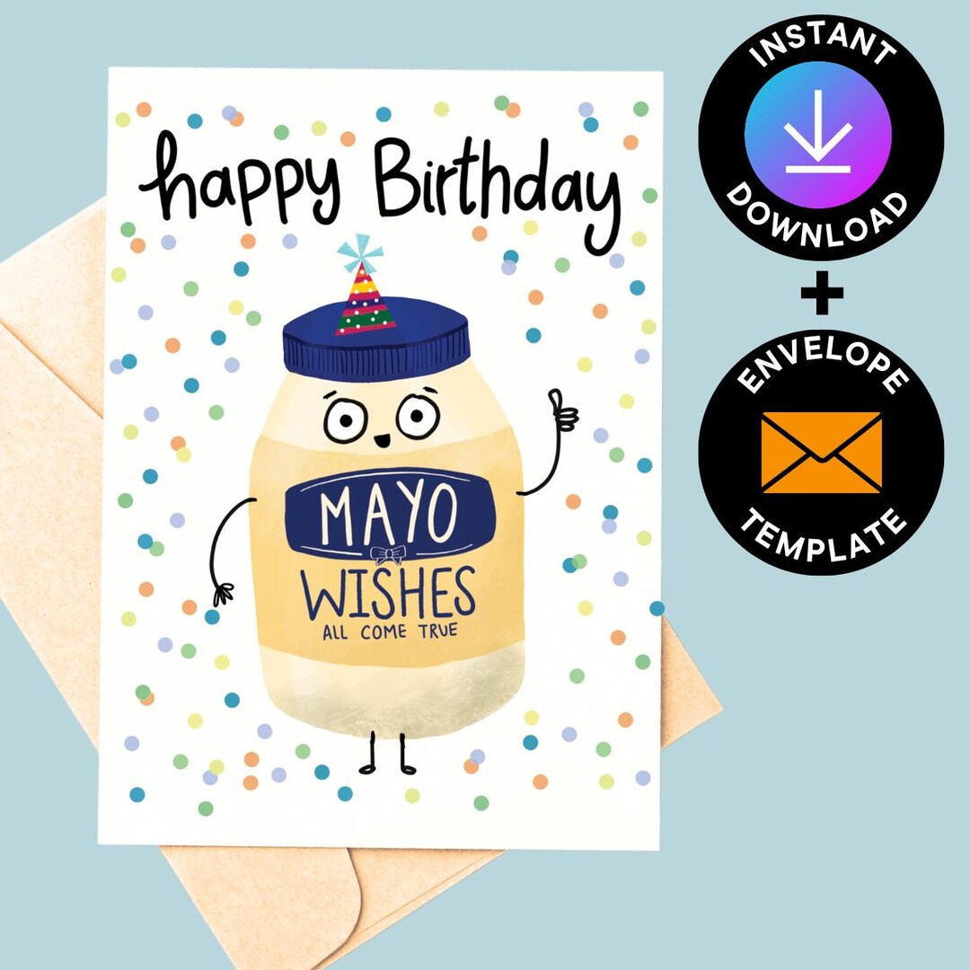 Mayoon Card Sample Printable Mayo Birthday Card: Digital Download Jpg and Pdf Files - Etsy