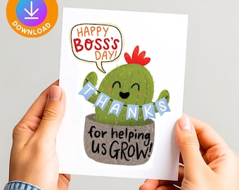 Printable Boss's Day Card, Instant Digital Download