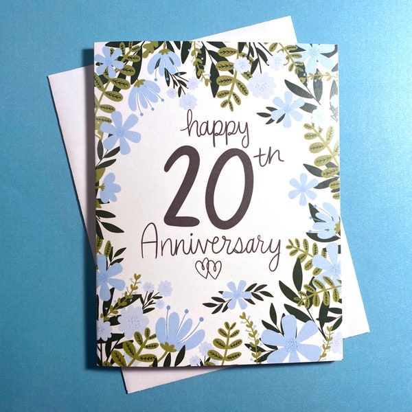 20th Anniversary Card, 20th Wedding Anniversary Gift, Platinum Anniversary, 20 Years Anniversary,  20th Anniversary Gift for parents