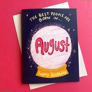 Verjaardagskaart augustus, verjaardagskaart kristallen bol, leuke verjaardagskaart voor vriend, verjaardagskaart voor bestie, verjaardagskaart beste vriend