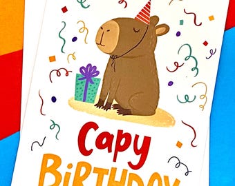 Capybara Birthday Card: Funny Animal Pun Greeting Card