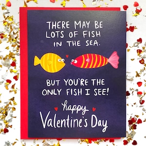 Tarjeta de San Valentín con peces, tarjeta divertida de San Valentín para el marido, tarjeta de San Valentín para él, tarjeta de San Valentín para el novio
