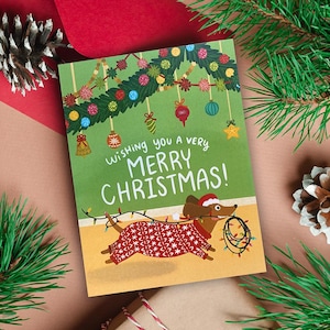 Cartões de Natal Dachshund, Cartão de Natal para Amantes de Cães, Cartão de Natal para Animais de Estimação, Cartões de Natal para Cães, Cartões de Natal Bonitos para Cães, Cartão para Cães Weiner