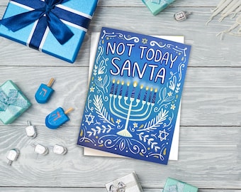 Funny Hanukkah Card: Not Today Santa