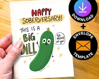 Sobriety Card instant download, Printable Sober Anniversary Card - Happy Soberversary