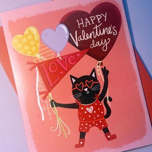 Carte de Saint Valentin chat, carte de Saint Valentin chat noir, jeu de cartes de Saint Valentin chat, cartes de Saint Valentin chats, cadeau Saint Valentin pour amoureux des chats