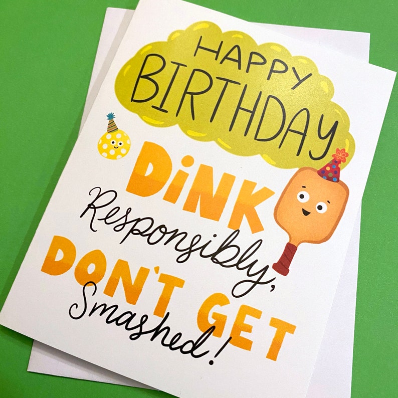 Funny Pickleball Birthday Card for your pickleball loving friend! Size A2 greeting card (4.25" x 5.5") with envelope, blank Inside. All cards are designed and Illustrated with love by me, Anna Fox, and are printed  in Denver, CO.