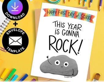 Printable First Day of School Card: Back to school lunch note - Digital Download