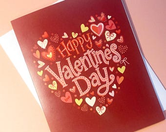 Hand Lettered Valentine's Day Card: Heart Greeting Card Set