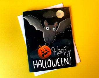 Tarjeta de Halloween con murciélagos: Tarjetas de felicitación únicas e ilustradas
