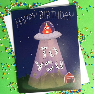 Alien Geburtstagskarte, Seltsame Geburtstagskarte, Himmlische Geburtstagskarte, Alien Karte, UFO Geburtstagskarte, Weltraum Geburtstag, Alien Geburtstagsparty
