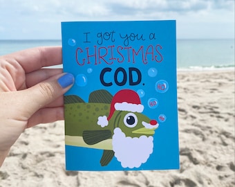 Funny Fishing Christmas Card: Christmas Cod Pun