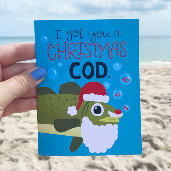 Christmas Cod, Christmas Pun Card, Fishing Christmas Card, Funny Christmas Cards for Husband, Funny Christmas Cards For Dad, Holiday Cards