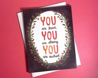 Encouragement Card For Women, Strong Brave Resilient, Fighting Breast Cancer