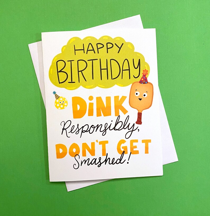 Funny Pickleball Birthday Card for your pickleball loving friend! Size A2 greeting card (4.25" x 5.5") with envelope, blank Inside. All cards are designed and Illustrated with love by me, Anna Fox, and are printed  in Denver, CO.