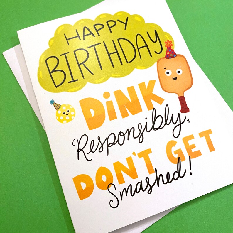 Funny Pickleball Birthday Card for your pickleball loving friend! Size A2 greeting card (4.25" x 5.5") with envelope, blank Inside. All cards are designed and Illustrated with love by me, Anna Fox, and are printed  in Denver, CO.