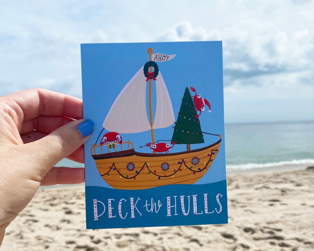 Florida Christmas Cards, Crab Christmas Card, Coastal Christmas Card