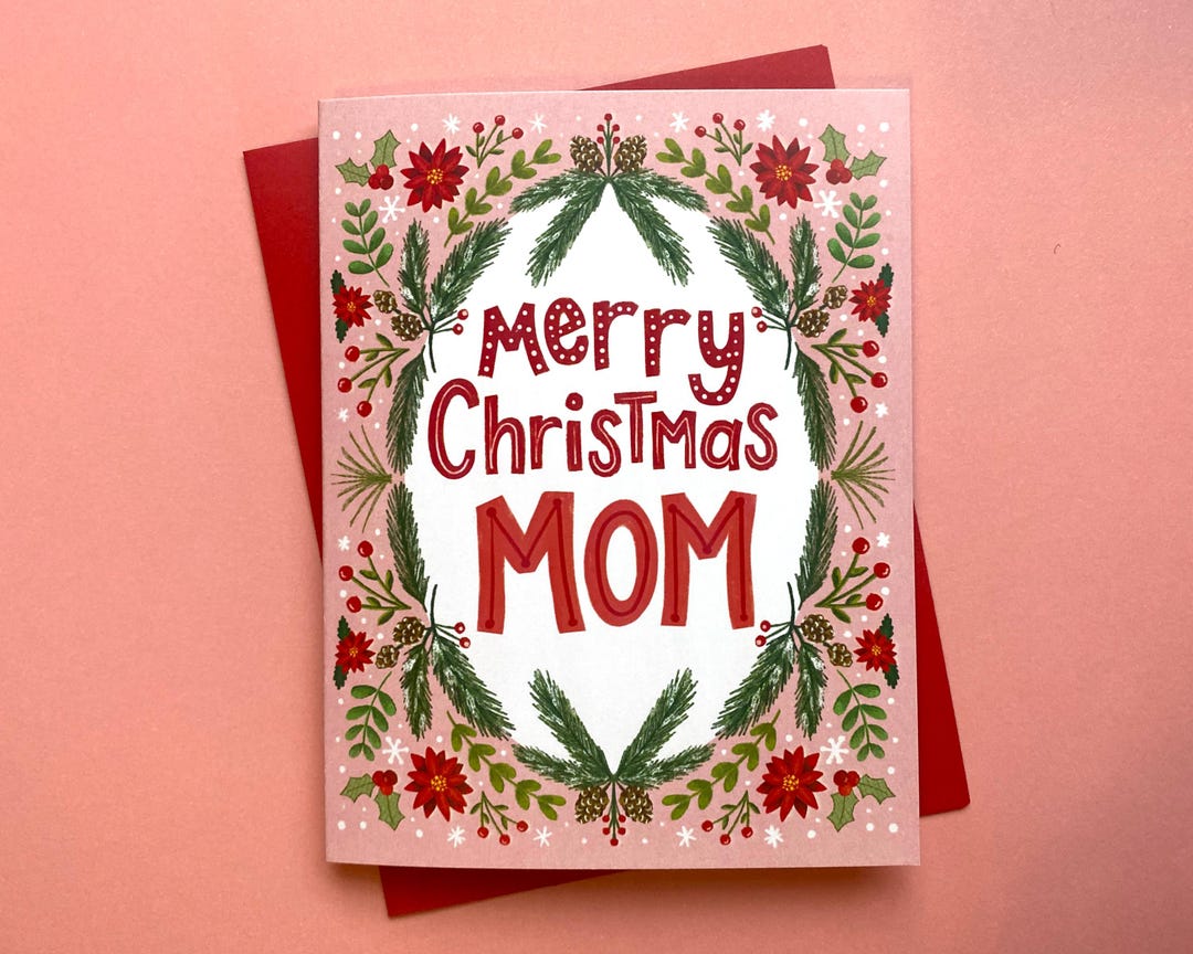 Christmas Card Mom, Elegant Christmas Card Mom, Hand Drawn Christmas ...