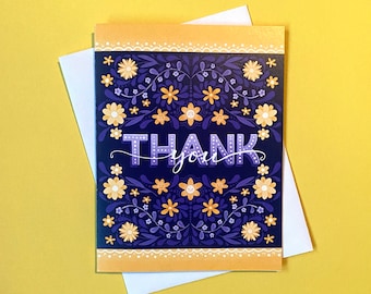 Purple Thank You Card, Thank You Card Pack, Flower Thank You Note Card Set, Floral Thank You Cards, Mentor Card, Mentor Gift