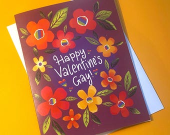 LGBTQ Valentine's Day Card: Pride Flowers, Love You in a Gay Way