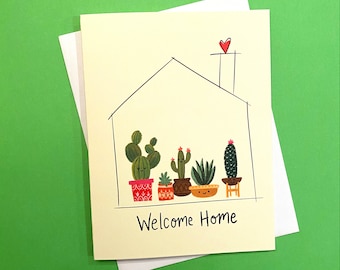 New Home Card: Housewarming Plants Illustration, Welcome Home