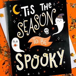 Karta na Halloween z okazji Strasznego Sezonu, Karta z Pozdrowieniami na Halloween, Urocze Karty na Halloween, Prezent na Straszny Sezon, Zestaw Pustych Kart na Halloween, Straszna Karta