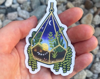 Terrarium Plant Sticker, Waterproof Vinyl Succulent Stickers