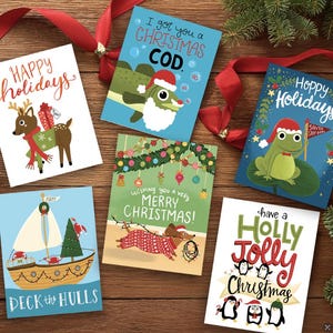 Conjunto de cartões de Natal ilustrados, 6, 12 ou 24 pacotes de cartões de Natal, conjuntos de cartões de Natal, cartões de felicitações de Natal, conjuntos de cartões de Natal engraçados